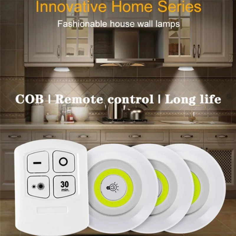 Pack of 3 LED Remote Control Tap Lights