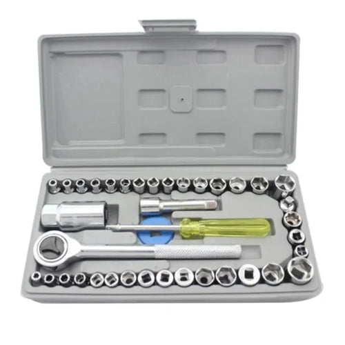 40pcs Aiwa Socket Wrench Tool Kit Durable Stainless Steel Multi-Purpose Repair Set