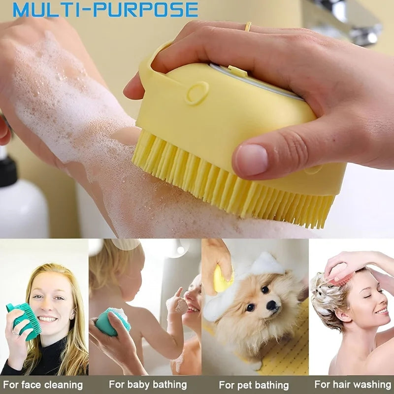 Soft Silicone Bath Brush with Hooks  Baby & Adult Body Scrubber  Random Color  With Box