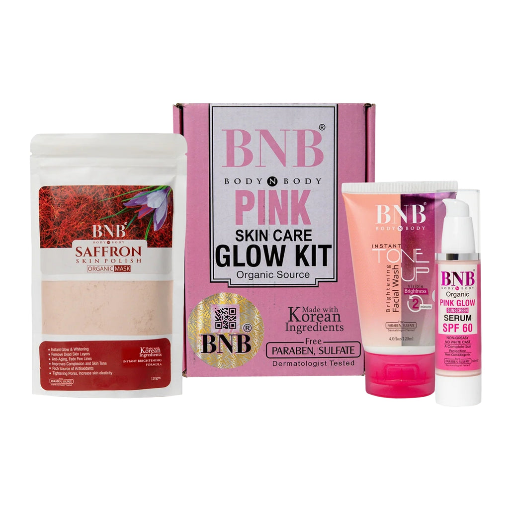BNB Pink Face Glow Kit  3-in-1 Skincare Wash Mask