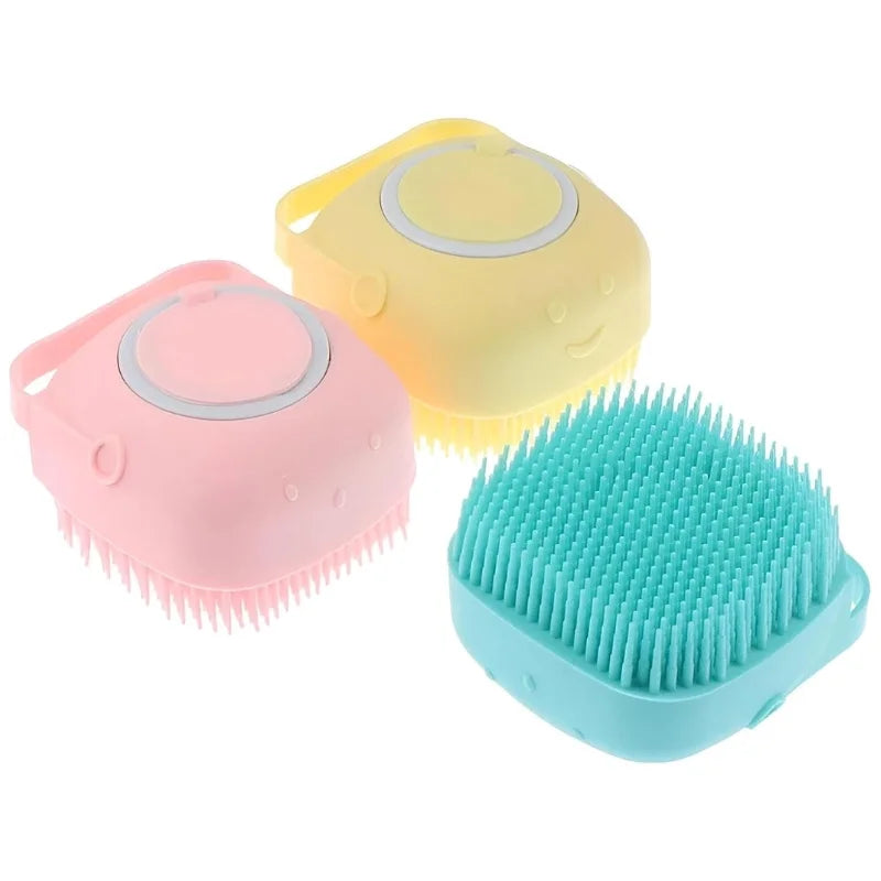 Soft Silicone Bath Brush with Hooks  Baby & Adult Body Scrubber  Random Color  With Box