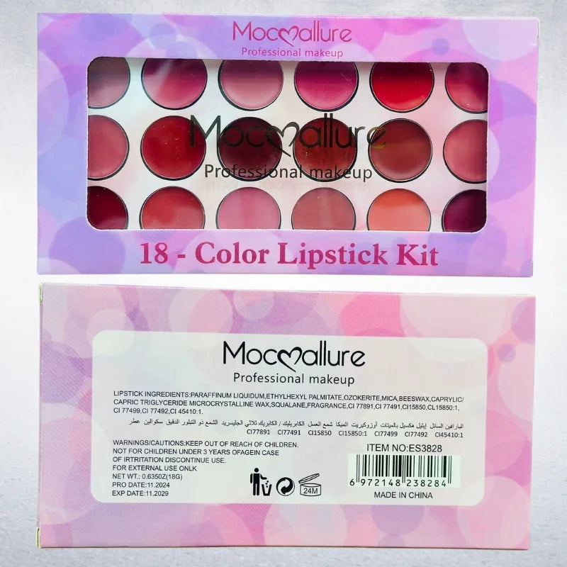 Moccallure Professional 18-Colors Lipstick Kit