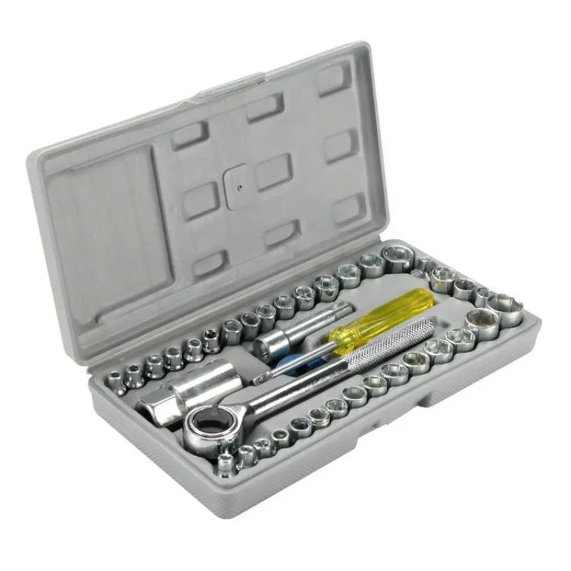 40pcs Aiwa Socket Wrench Tool Kit Durable Stainless Steel Multi-Purpose Repair Set
