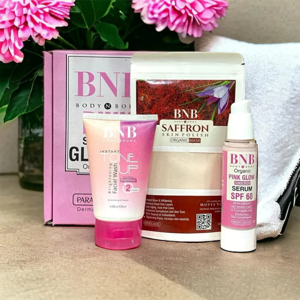 BNB Pink Face Glow Kit  3-in-1 Skincare Wash Mask