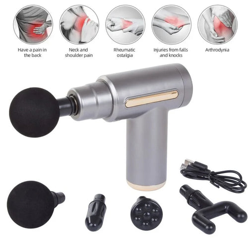 Deep Tissue Muscle Massage Gun | Fascia Relaxation Massage Gun with 6 Speed Levels & 4 Massage Heads | Random Color