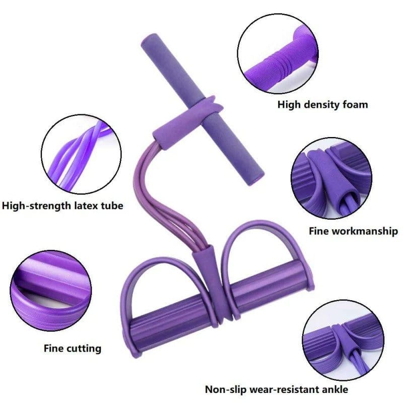 Tummy Trimmer Foot Pedal Resistance Band Elastic Sit-Up Pull Rope Fitness & Yoga Trainer Random Colors