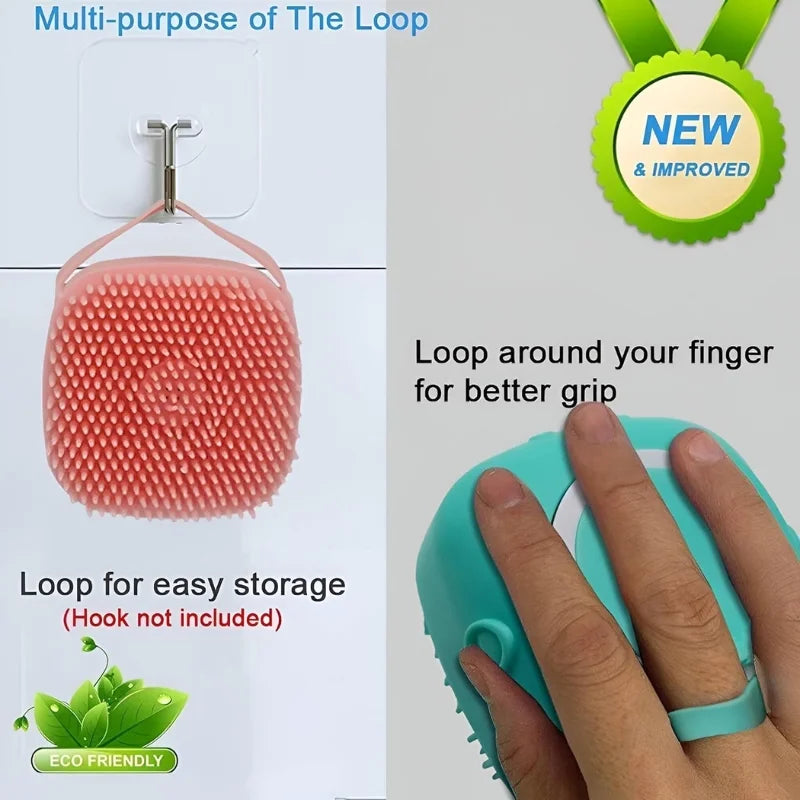 Soft Silicone Bath Brush with Hooks  Baby & Adult Body Scrubber  Random Color  With Box