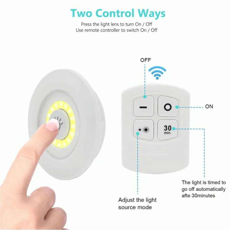 Pack of 3 LED Remote Control Tap Lights